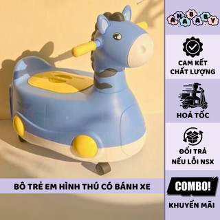 Bô trẻ em hình thú có bánh xe 2 trong 1 9BABY màu xanh biển