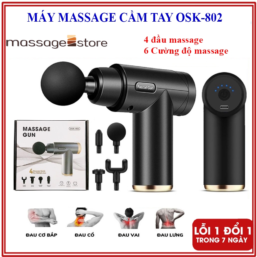 Máy Massage Cầm Tay Mini OSK - 802, Sung massage cổ vai gáy 4 đầu 6 Cấp Độ Chuyên Sâu Đa Năng - Massagestore-79
