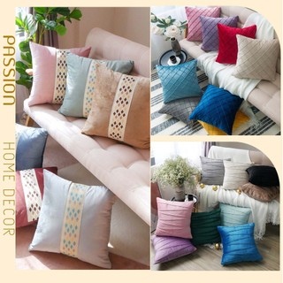 Vỏ Gối Tựa Lưng Sofa Nhung Hà Lan Dập Nổi Trơn Màu Sang Trọng Passion