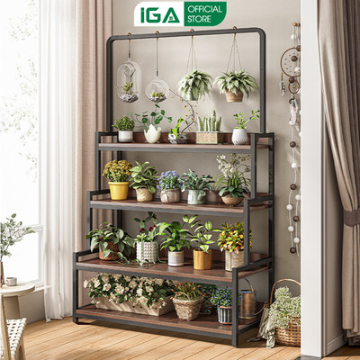 Kệ để chậu cây ban công trong nhà khung thép chống ghỉ phủ sơn tĩnh điện thương hiệu IGA - Gm124