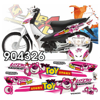 Tem rời wave alpha 100cc & 50cc mẫu gấu dâu 1 mặt tem 3 lớp chống phai màu
