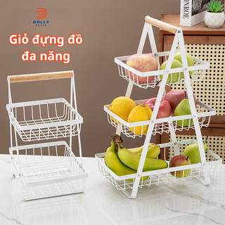 Giỏ đựng hoa quả Dollyhouse Giỏ đựng đồ tay cầm bằng gỗ giỏ đựng gia vị gọn gàng sạch sẽ tiện lợi