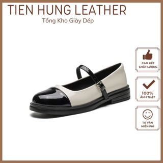 Giày búp bê nữ Mary Jane lolita đế bằng mũi vuông, bệt đốc Oxford mũi vuông da đẹp TH7002