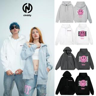 Áo Khoác Zip in thiết kế CINDDY BRAND (CKI002) CHẤT LIỆU NỈ BÔNG MỀM MỊN - Women Top Hoodie Đen