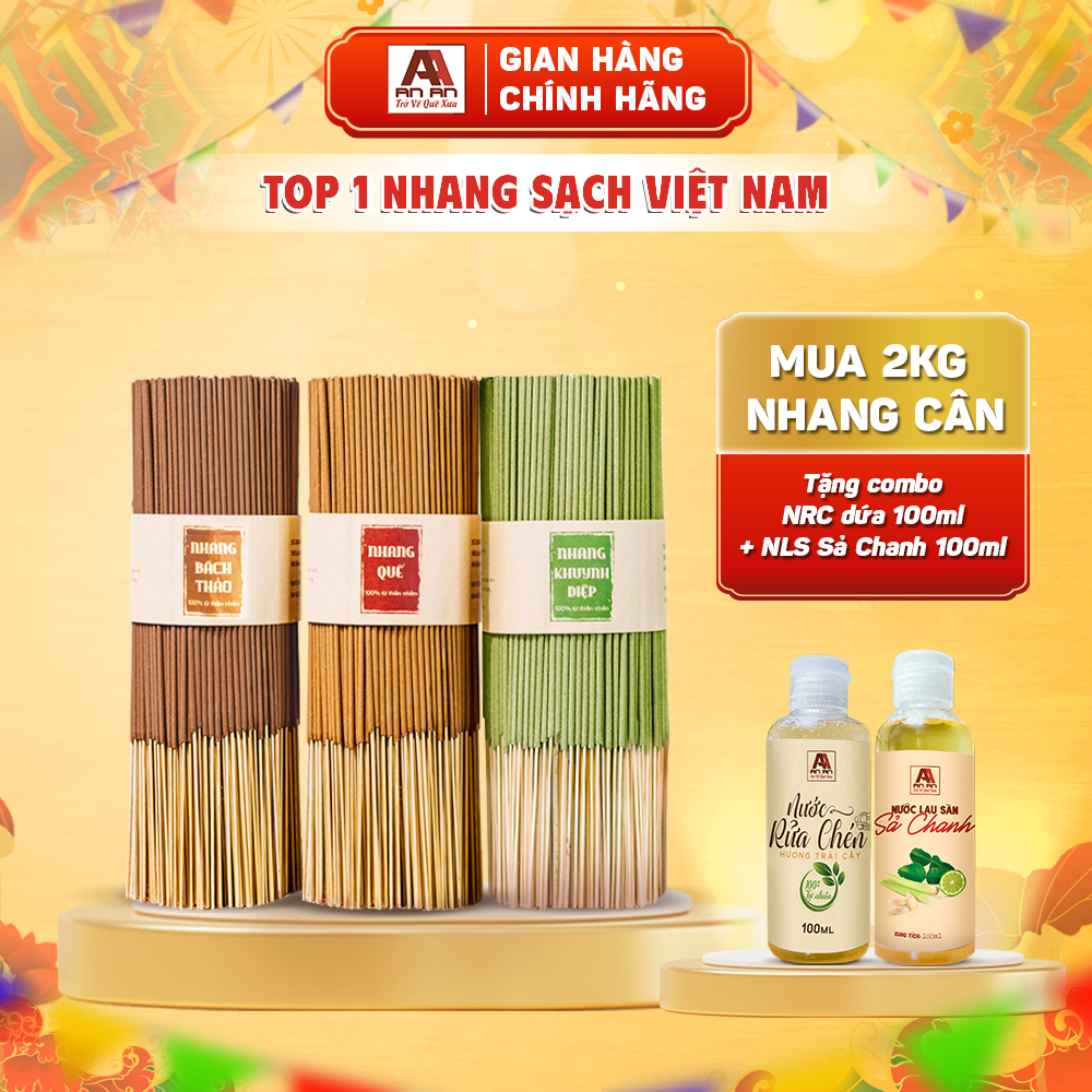 Nhang thơm thảo mộc 23cm (Quế - Diệp - Trầm hương,...) thơm dịu, ít khói, an toàn