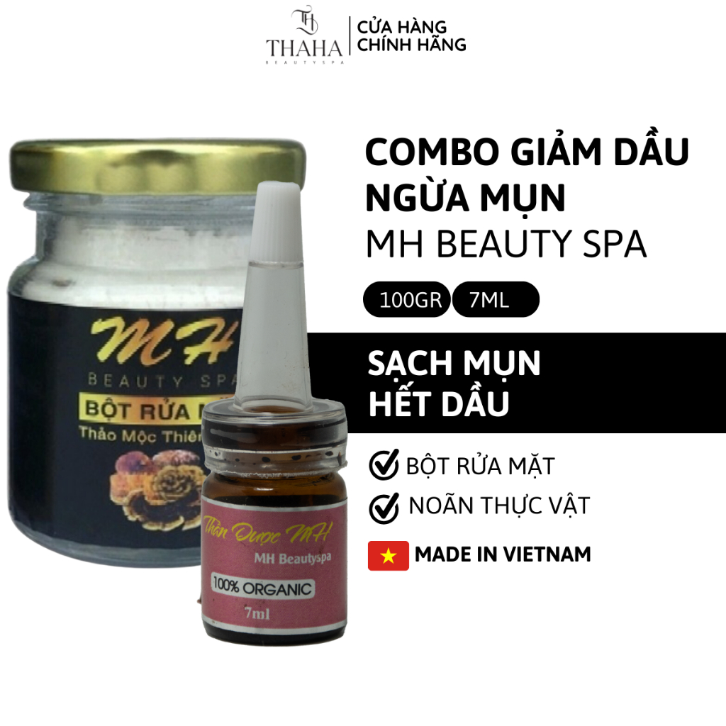 [CHÍNH HÃNG] COMBO GIẢM DẦU NGỪA MỤN. Bột rửa mặt thảo mộc, noãn thực vật giảm mụn mờ thâm, dành cho da dầu mụn