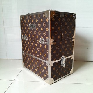 Cốp đa năng đựng mỹ phẩm, dụng cụ phun xăm, nối mi, đồ nail chuyên nghiệp Hana size 37x20x30cm Nâu hoa viền