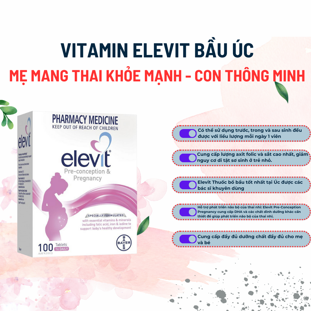 Vitamin Bầu Elevit Bổ Sung Vitamin Cần Thiết Cho Mẹ Bầu Và Sau Sinh 30 Viên