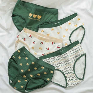 Combo 5 quần lót nữ cotton cute gấu xanh freesize dưới 60kg kháng khuẩn quần chip nữ cao cấp dễ thương bán chạy mẫu mới
