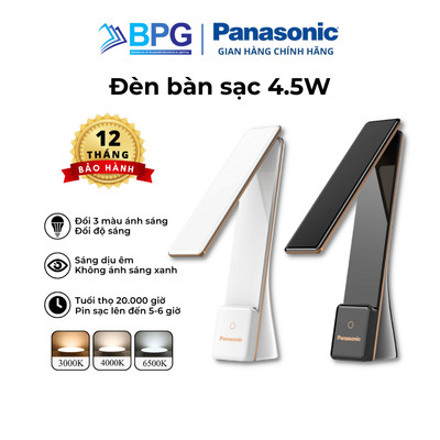 Đèn Bàn Pin sạc PANASONIC 5W Nhỏ gọn, chạm cảm ứng, không ánh sáng xanh, cổng sạc Type C