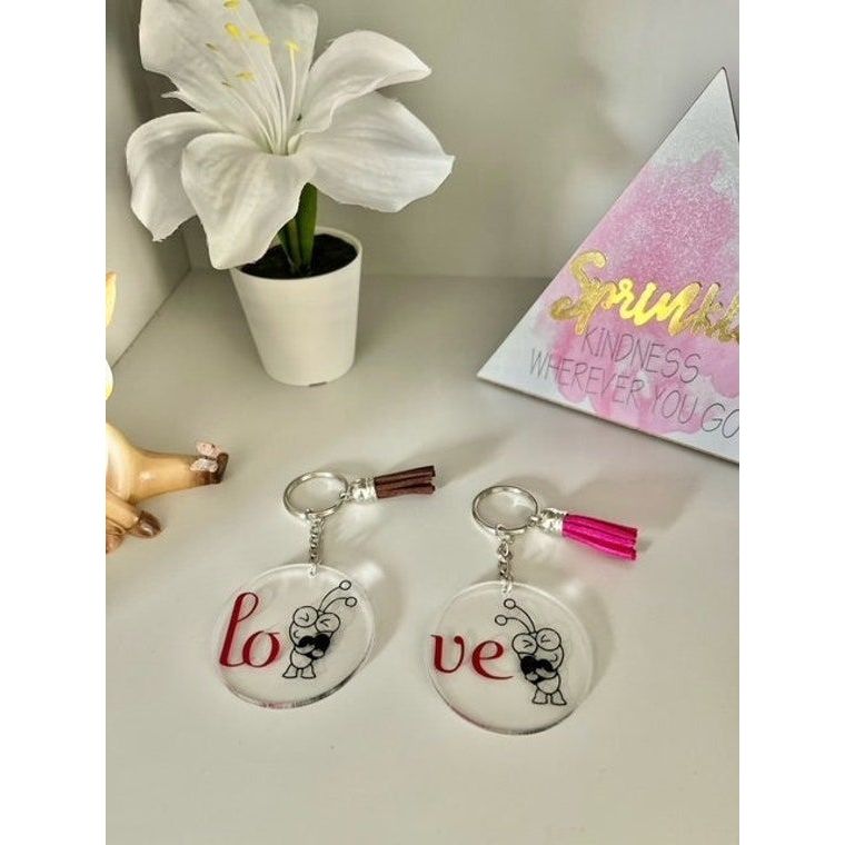 móc khoá mica tình yêu - miễn phí khắc laser và in uv theo yêu cầu