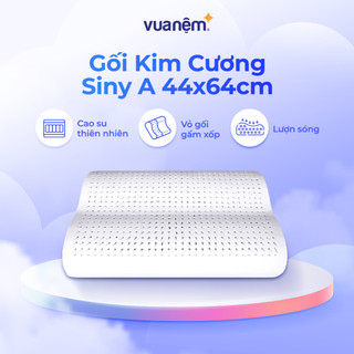 Gối cao su thiên nhiên Kim Cương Siny A 44x64cm lượn sóng nâng đỡ, thoáng khí, vỏ gối gấm xốp cao cấp