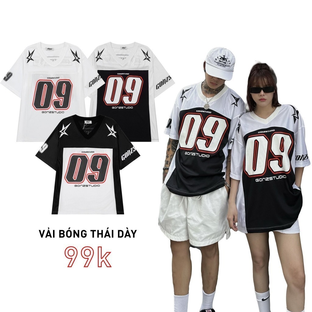 Áo Thun Nam Nữ Số 09 Chất Liệu Cổ Tym Cotton 100% Form Rộng OverSize Áo Thun Phối Bóng Rổ Karants Local Brand 2024