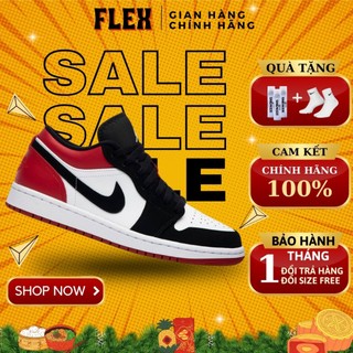 Giày thể thao nam nữ trắng đỏ giày air jordan 1 low bred toe _ jordan 1 real fullbox flex shop
