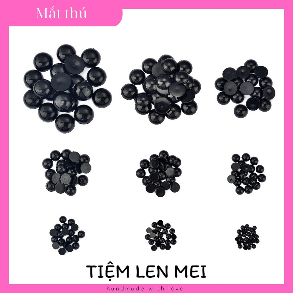 🌸 Mắt thú dán màu đen - Từ size 4mm đến Size 14mm 🌸