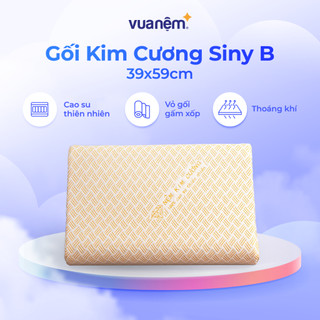 Gối cao su thiên nhiên Kim Cương Siny B 39x59cm nâng đỡ êm ái đầu và cổ, vỏ gối gấm xốp mềm mịn