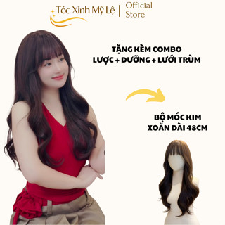  Tóc giả Dk02 xoăn hàn quốc phiên bản mới Móc Kim  Tặng Combo Cuốn Lô + Lược + Dưỡng + Lưới Trùm  