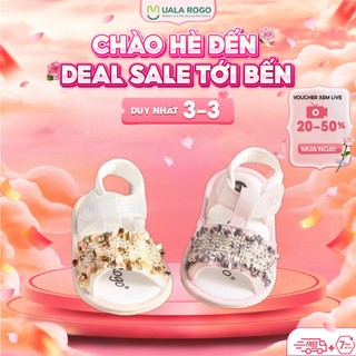 Dép tập đi cho bé Ualarogo đế cao su chống trượt an toàn quai dán điều chỉnh rộng chật hình con heo dễ thương