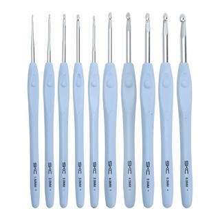 Kim móc len SKC thủ công, phần mũi bằng thép hợp kim,cán bọc nhựa, dùng đan móc sợi len,ĐK đầu móc (1.5- 6)mm +-10%...
