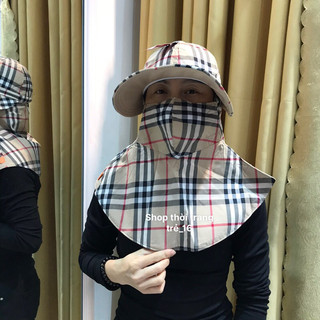 Mũ chống nắng đa năng nữ, mũ nắng kèm khẩu trang trùm vai gáy ,mũ vải cotton