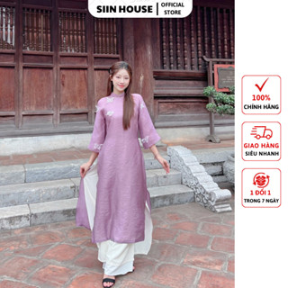 Set Áo Dài Cách Tân Siin House Hồ Điệp 4 Tà Thêu Bướm Dáng Suông Kèm Quần Lụa Mặc Lễ Tết