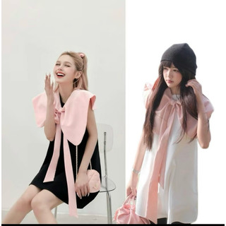 Đầm form suông phối nơ bản to thiết kế