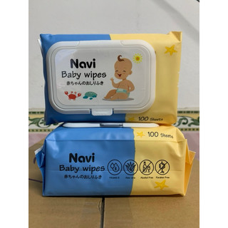 Combo 10 gói khăn ướt cao cấp navi 100 tờ không mùi -tặng 10 khẩu trang em bé