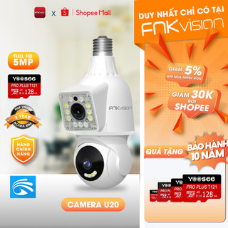 Camera Yoosee 2 Mắt Kết Nối Bằng Đui Đèn E27 Fnkvision 8.0MP Xem Đồng Thời Giao Điện Bảo Hành 12 Tháng