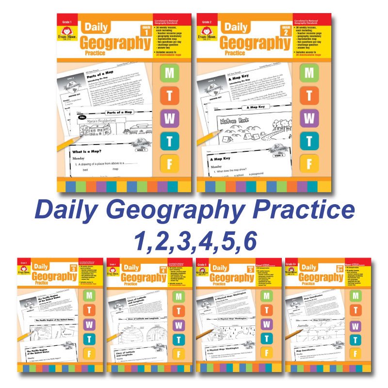 Sách - Daily Geography Practice Grade 1,2,3,4,5,6 -  bản in khổ A4