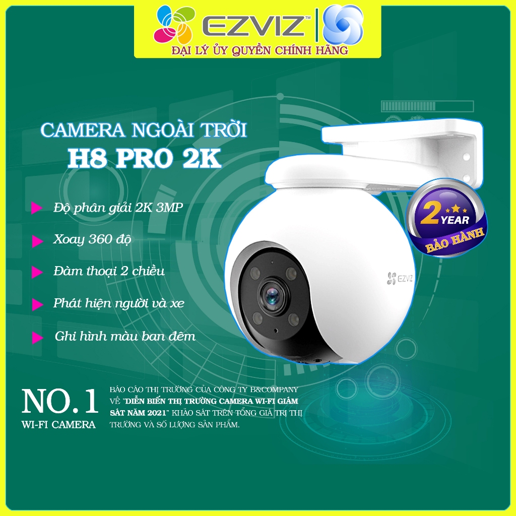 Camera wifi ngoài trời Ezviz H8 Pro 5MP 3MP 3K siêu nét chính hãng, đàm thoại 2 chiều