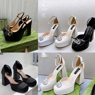 Giày nữ sandal cao gót gc đúp mũi tag đá