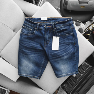 Quần short big size nam xanh trơn jean co giãn ôm gọn size lớn (95-120kg) vnxk