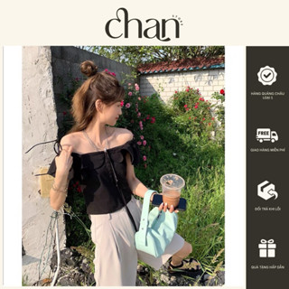 Áo sơ mi kiểu trễ vai phối khoá kéo phong cách hàn quốc M39