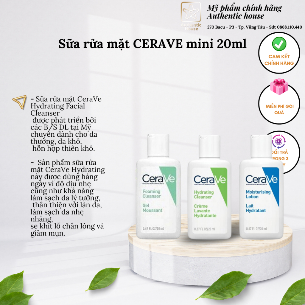 Sữa rửa mặt CERAVE mini 20ml