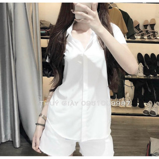 Áo sơ mi nữ chiết eo đủ size SML , áo sơ mi công sở tay ngắn