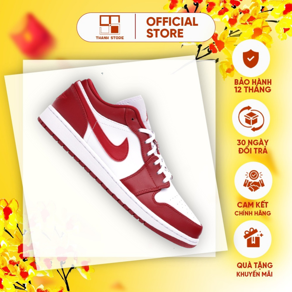 Giày thể thao nam nữ trắng đỏ giày AIR JORDAN 1 LOW GYM RED WHITE _ hàng thời trang chính hãng - NJGRW