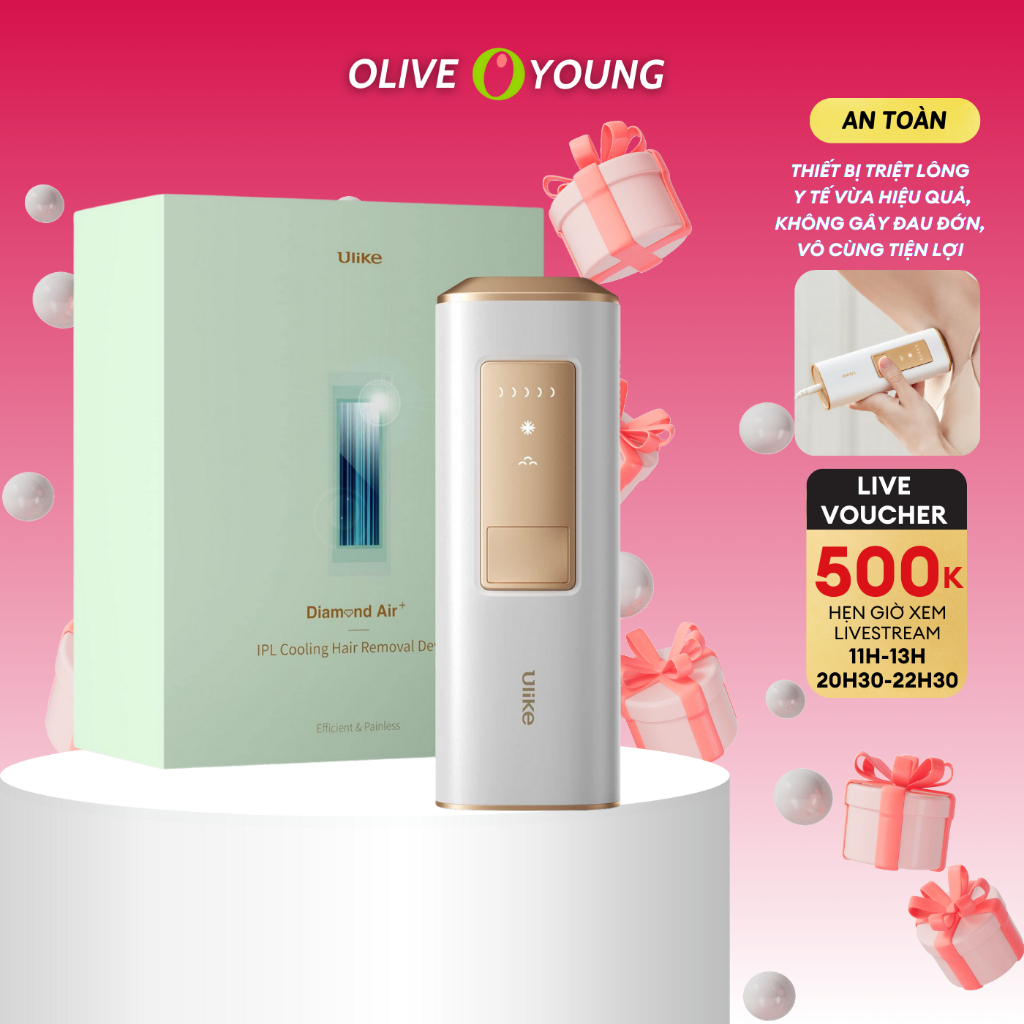 Máy triệt lông Ulike ICE COOL IPL -WHITE Công nghệ IPL triệt lạnh không gây đau, nóng hay làm tổn th