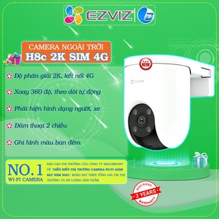  Camera dùng sim Ezviz H8C 4G 3MP 2K chính hãng, màu ban đêm, xoay 360 độ