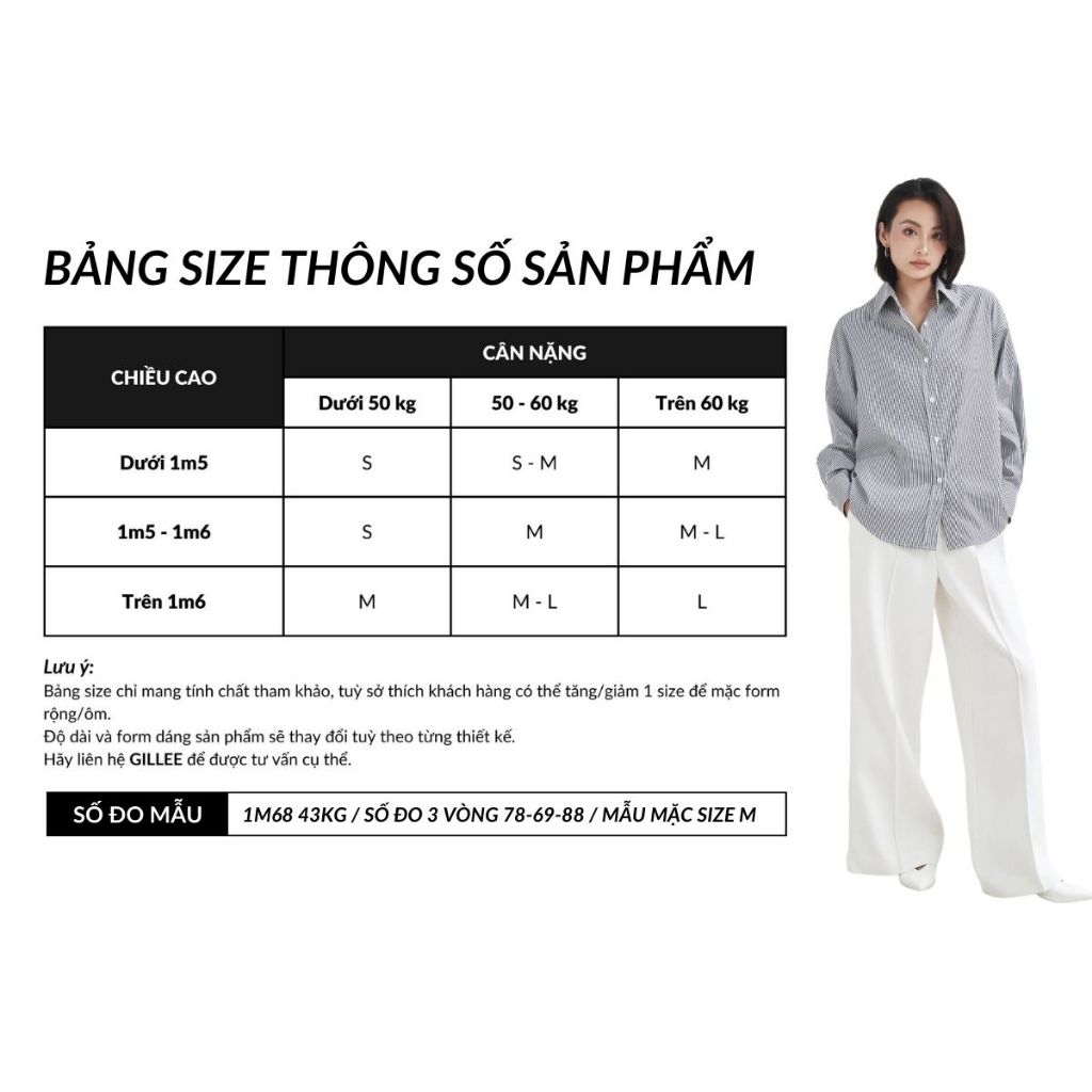 Áo sơ mi nữ tay dài GILLEE sơ mi kẻ sọc oversized nhiều màu, sơ mi form rộng cao cấp chống nhăn FAS292