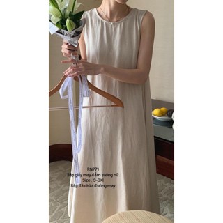 RN771_Rập giấy may đầm suông chéo lưng nữ