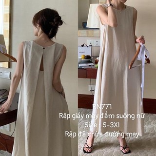 RN771_Rập giấy may đầm suông chéo lưng nữ