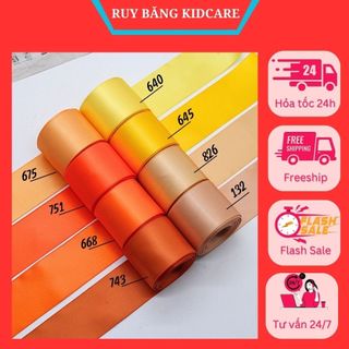 Ruy băng satin loại đẹp lụa bóng 2 măt tone vàng - cam ( cuộn 5m)