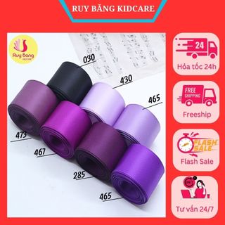 Ruy băng satin loại đẹp lụa bóng 2 măt tone tím ( cuộn 5m)