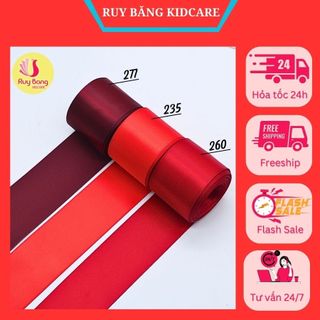 Ruy băng satin loại đẹp lụa bóng 2 măt tone đỏ ( cuộn 5m)