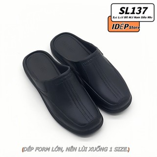 Dép sục lười bít mũi nam (LÙI 1 SIZE) iDEP SL137 đúc nhựa EVA siêu nhẹ đi mưa đi làm chống nước