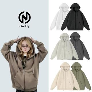Áo Khoác Zip Trơn Nỉ Bông Thương Hiệu CINDDY BRAND (KZT01) Top Hoodie Có Túi Đen