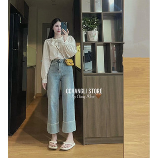 Quần jean ống rộng line gấu to chất đẹp a52 1115