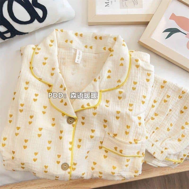 Bộ Pyjama Mặc Nhà Cộc Tay - Quần Đùi Chất Đũi Xốp Hàn freesize HOT TREND | BigBuy360 - bigbuy360.vn