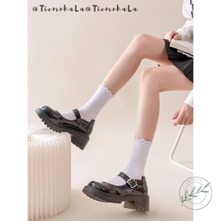 Tất/Vớ cổ Bèo phong cách Lolita dễ thương, tất dệt kim cao cấp - màu Trắng, dễ phối đồ