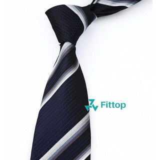Cà Vạt Nam Sọc Xanh Đen Trắng Sang Trọng 8cm Fittop cavat-027